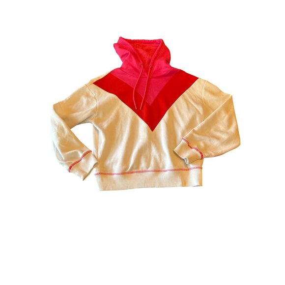 Maeve By Anthropologie Womens Colorblock Pullover Hoodie Sweatshirt S Pink White - Picture 1 of 6